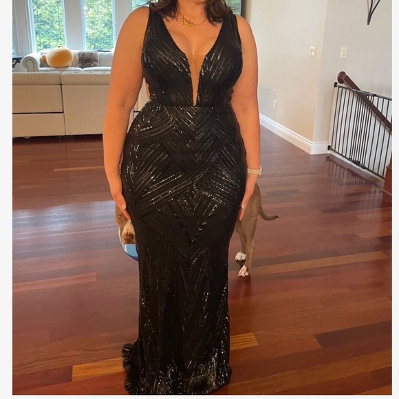 Luxe Sequin Cut out High Waisted Party Evening Formal Wedding Dress - Picture 10 of 12